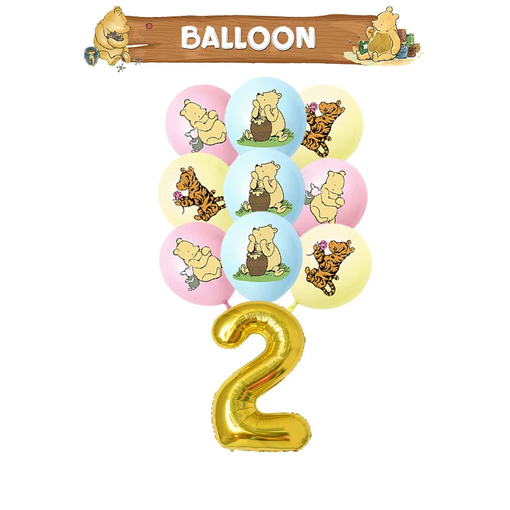 Winnie the Pooh Birthday Party Supplies Set – Disposable Plates Cups Napkins Banners for Kids & Baby Showers