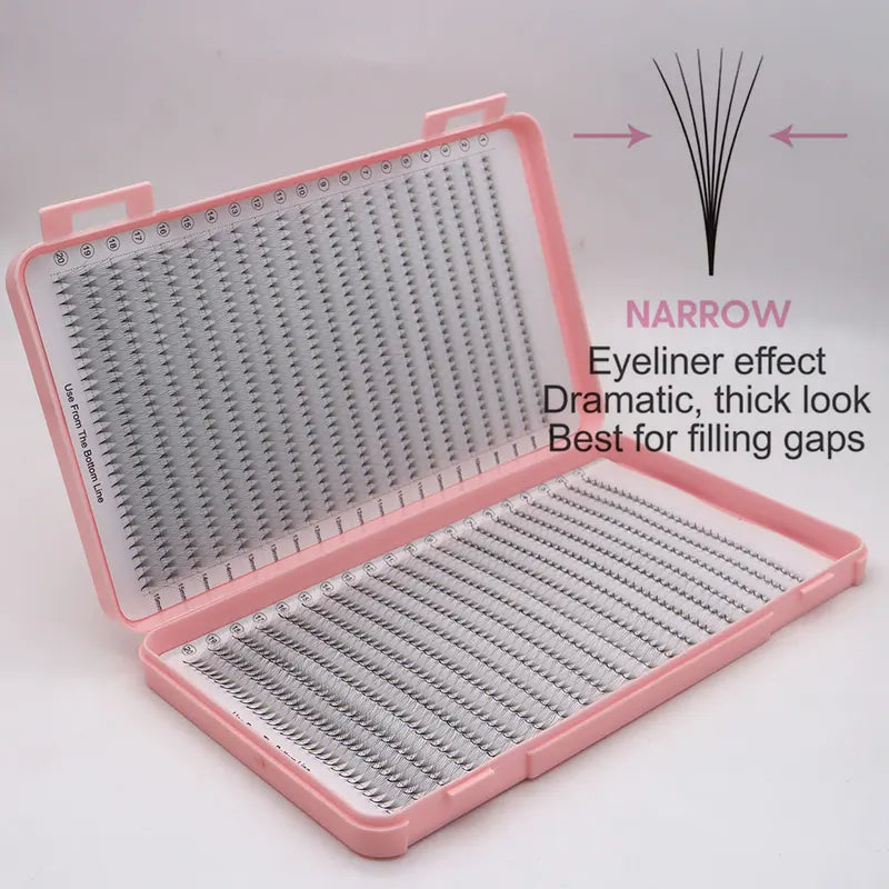XXL Hybrid Premade Lash Fans for Eyelash Extensions Thin Root Pointed Stem