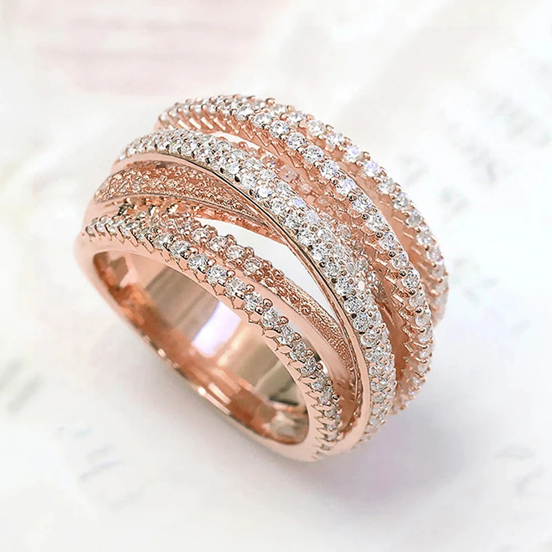 Multi Cross Rings for Women - Trendy Wedding Band Accessories with Cubic Zirconia