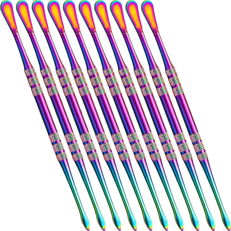 10 Pieces Stainless Steel Wax Carving Tools with Rainbow Handles - 4.75 Inch Sculpting Set