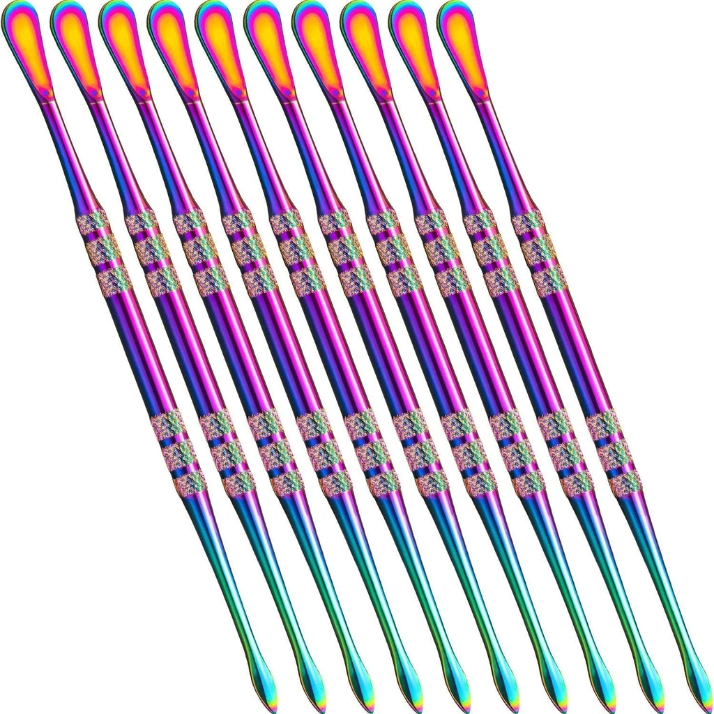 10 Pieces Stainless Steel Wax Carving Tools with Rainbow Handles - 4.75 Inch Sculpting Set