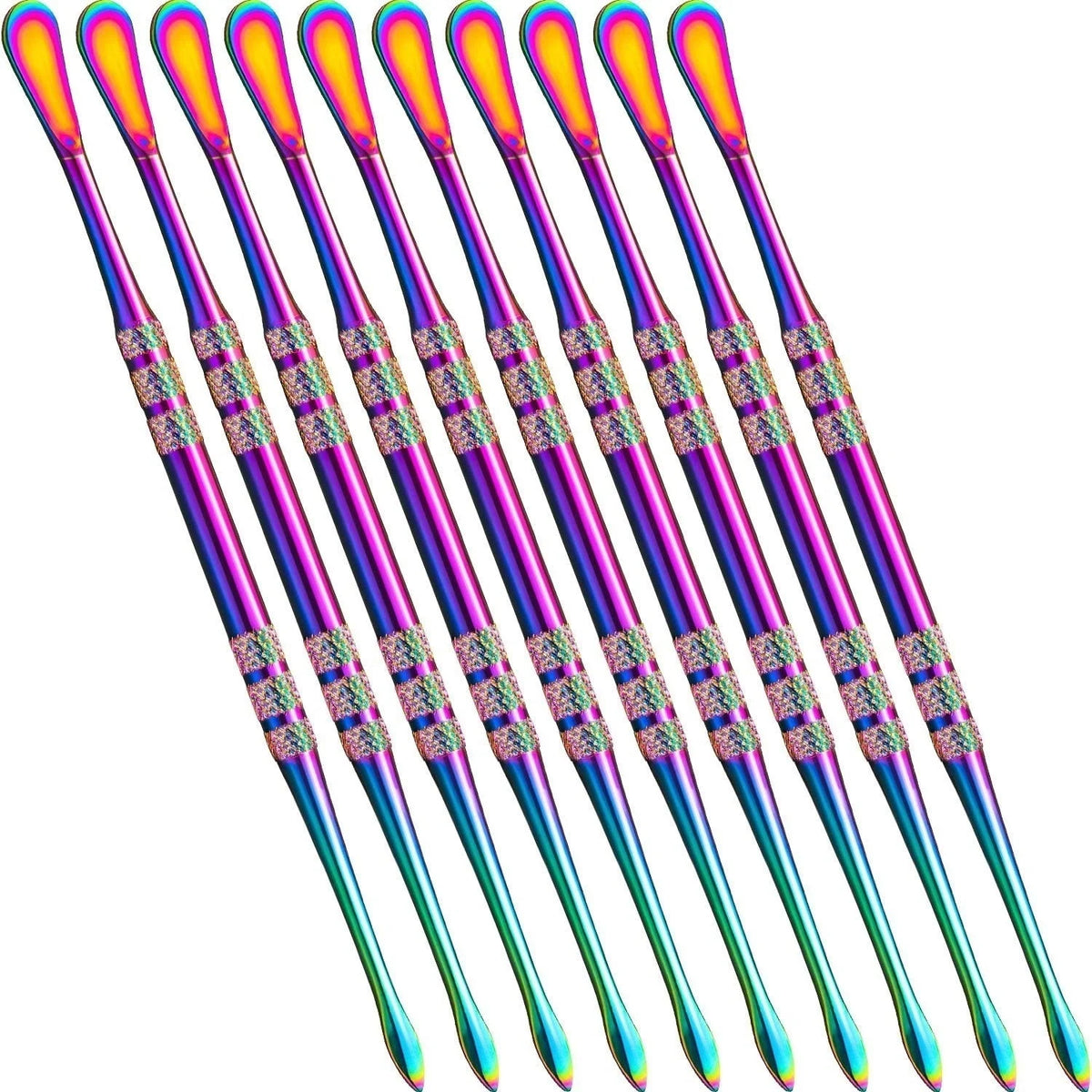 10 Pieces Stainless Steel Wax Carving Tools with Rainbow Handles - 4.75 Inch Sculpting Set