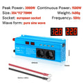 3000W Pure Sine Wave Power Inverter DC12V to AC220V/110V EU US AU Socket USB LED Display
