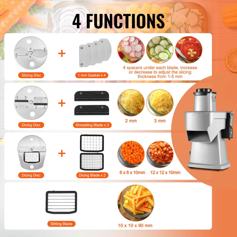 Electric Vegetable Slicer 4-in-1 Food Chopper for Slicing Shredding Dicing