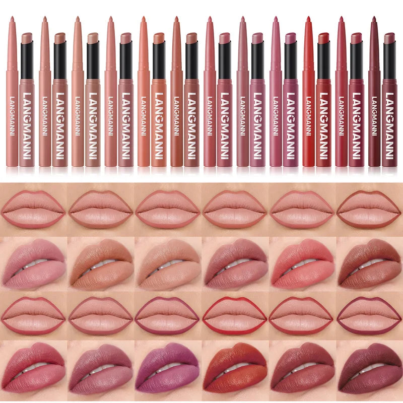 2Pcs Matte Lipstick & Lip Liner Set Long-Lasting Waterproof Lip Makeup
