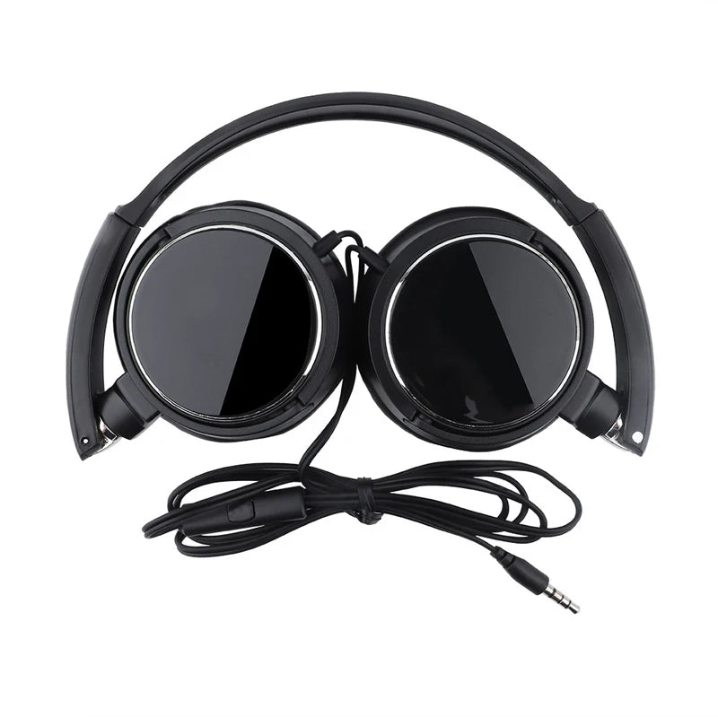 Foldable Wired Headphones with Adjustable Headband and Microphone - Universal Compatibility