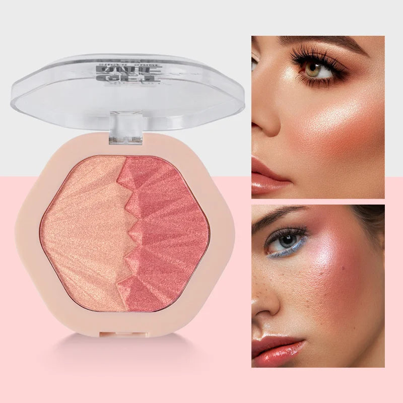 2-Color Blush Palette 2 in 1 Contouring & Highlight Cream Makeup Set