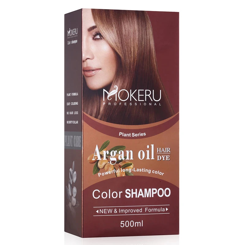 Permanent Hair Dye Shampoo with Argan Oil - Long Lasting Color for Gray Hair