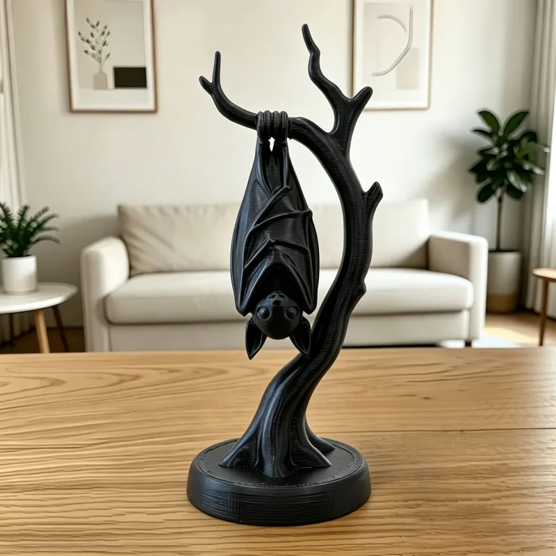 Gothic Bat Figurine 3D Printed Halloween Decor Spooky Desk Ornament Gift