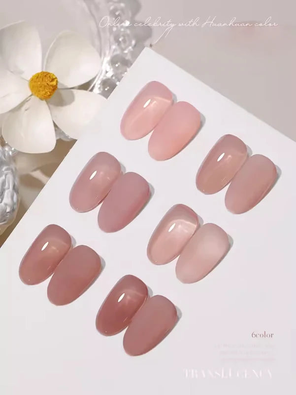 Nail Art Gel Polish Set - Nude Pink, Transparent & Popular Colors, 30 Pieces