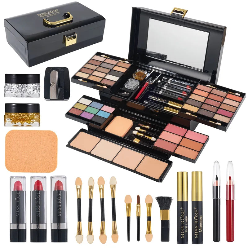 All-in-One Makeup Palette Set with Eyeshadow Lip Gloss Blush & Powder - Multiple Colors