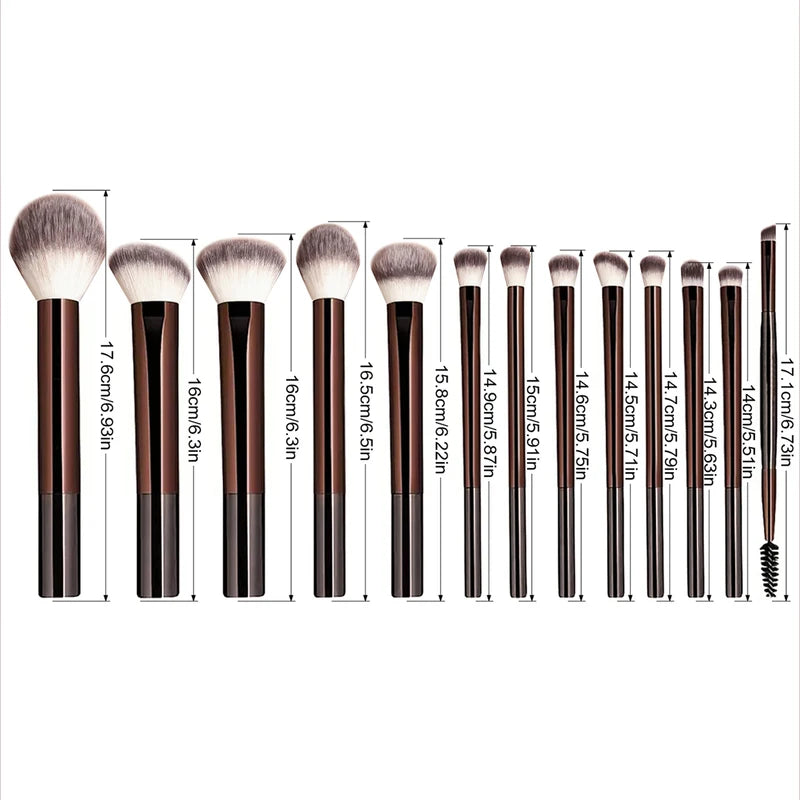 13-Piece Makeup Brush Set with Foundation, Concealer, Eyeshadow & Blush Brushes - Face Cosmetic Tools