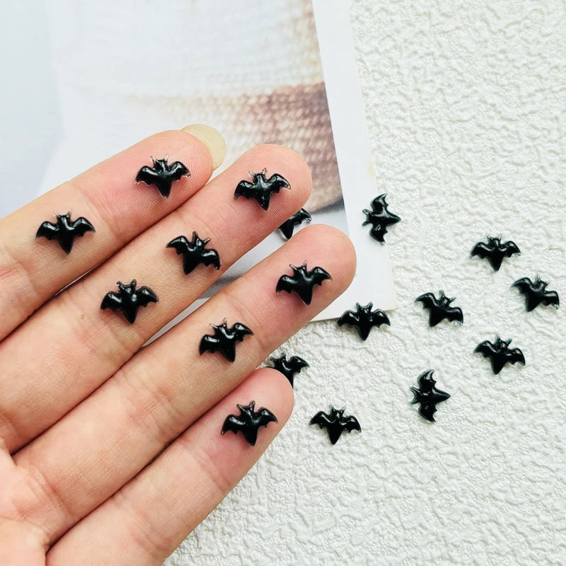 100 Pcs Cute Mini Resin Bat Halloween Flatback Ornaments Jewelry Making Accessories