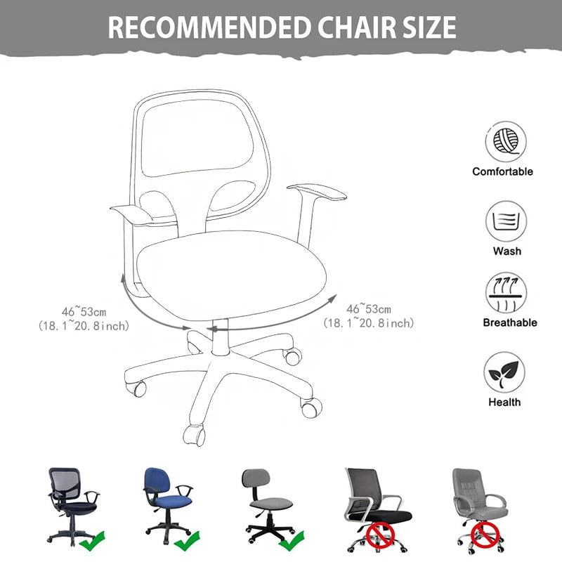 Computer Chair Cover with Armrests Knitted Jacquard Seat Protector for Swivel Office Chairs