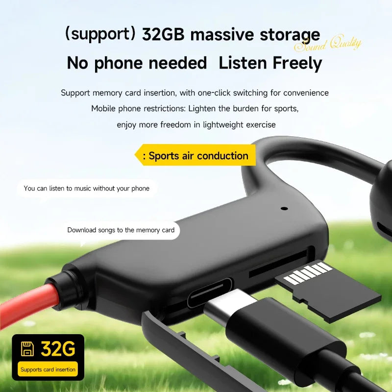 Wireless Bone Conduction Headphones Waterproof Sports Earbuds Bluetooth 5.4 with Mic