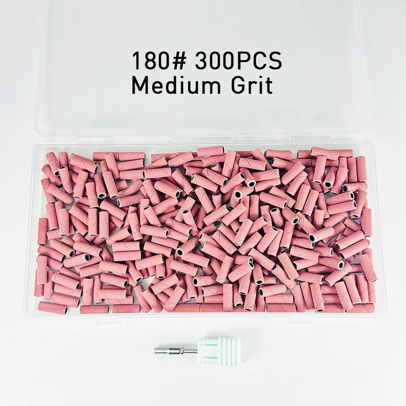 300PCS Nail Sanding Bands Set with Mandrel - 3MM Grit for Nail Drill