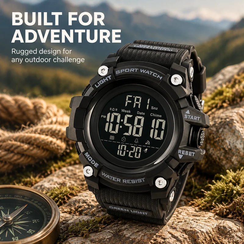 Digital Sport Watch Men Waterproof Shockproof Stopwatch with LED Backlight