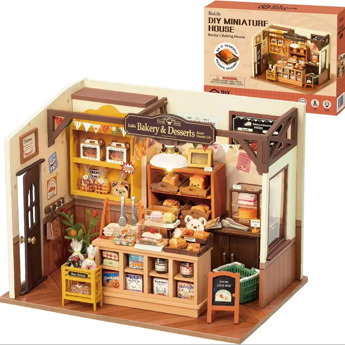 Miniature Dollhouse Kit Becka's Baking House - DIY Wooden Puzzle Decor Gift