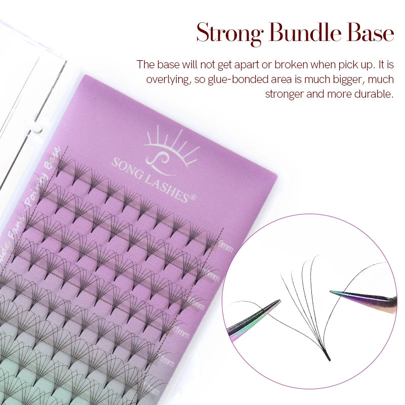 Premade Eyelash Fans 12 Rows Pointed Base for Lash Extensions - Professional Use