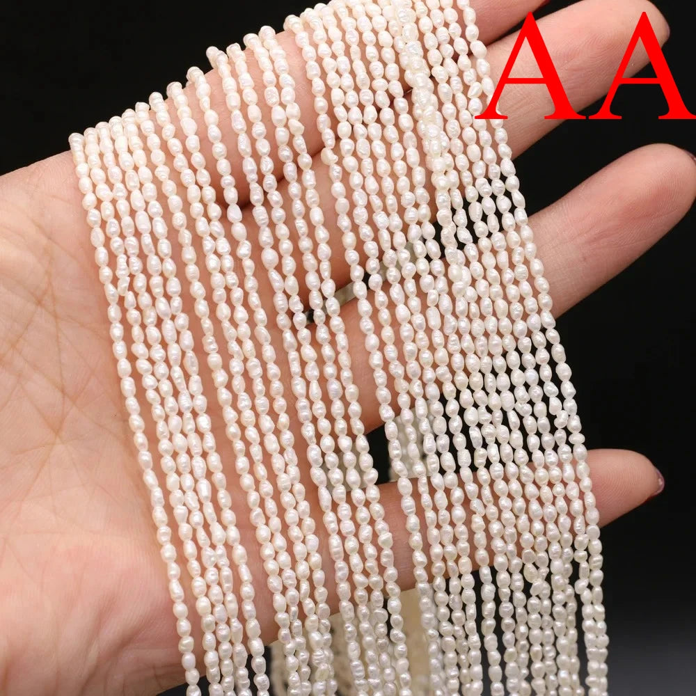 Natural Freshwater Pearl Beads Rice Shape Loose Jewelry Making Supplies - Multiple Colors & Sizes