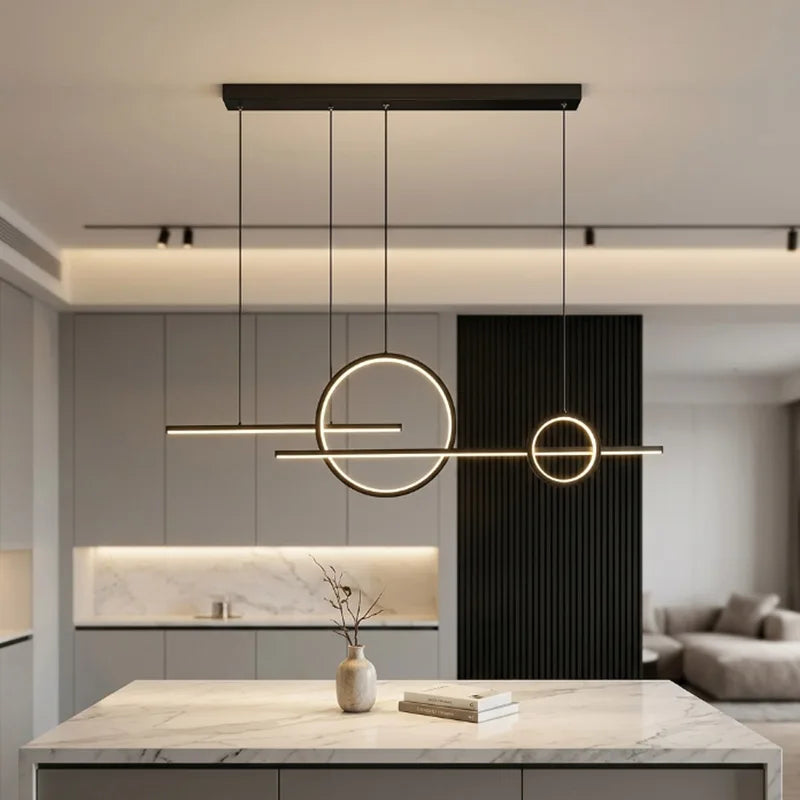 Dimmable LED Pendant Light for Living Room Kitchen Bar Hotel 110cm Black/White