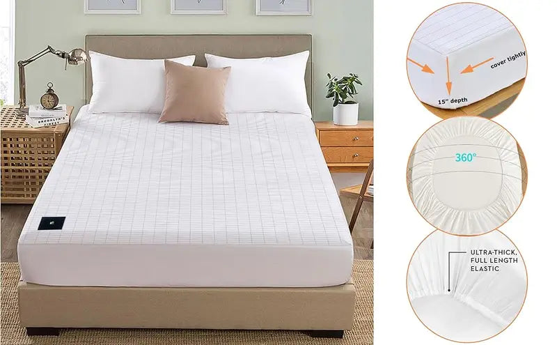 Organic Cotton Earthing Fitted Sheet with Silver Conductive Fiber for Wellness