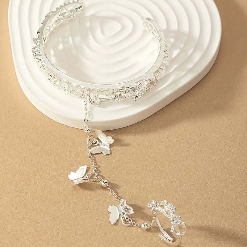 Retro Butterfly Jewelry Set - Multi-Functional Ring and Bracelet for Women, Cute Daily Gift