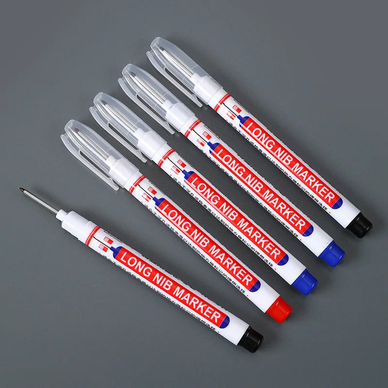 4pcs 20mm Long Nib Permanent Marker Pens - Waterproof Oil-Based Ink for Industrial & Craft Use