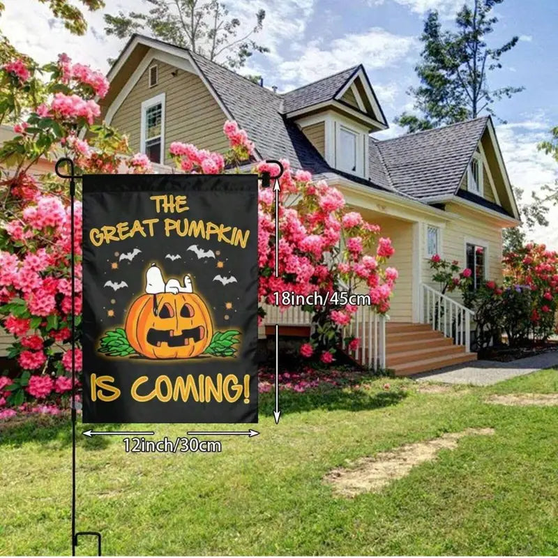 Double-Sided Pumpkin Ghost Garden Flag - Outdoor Yard Banner, Easy Hang, No Pole
