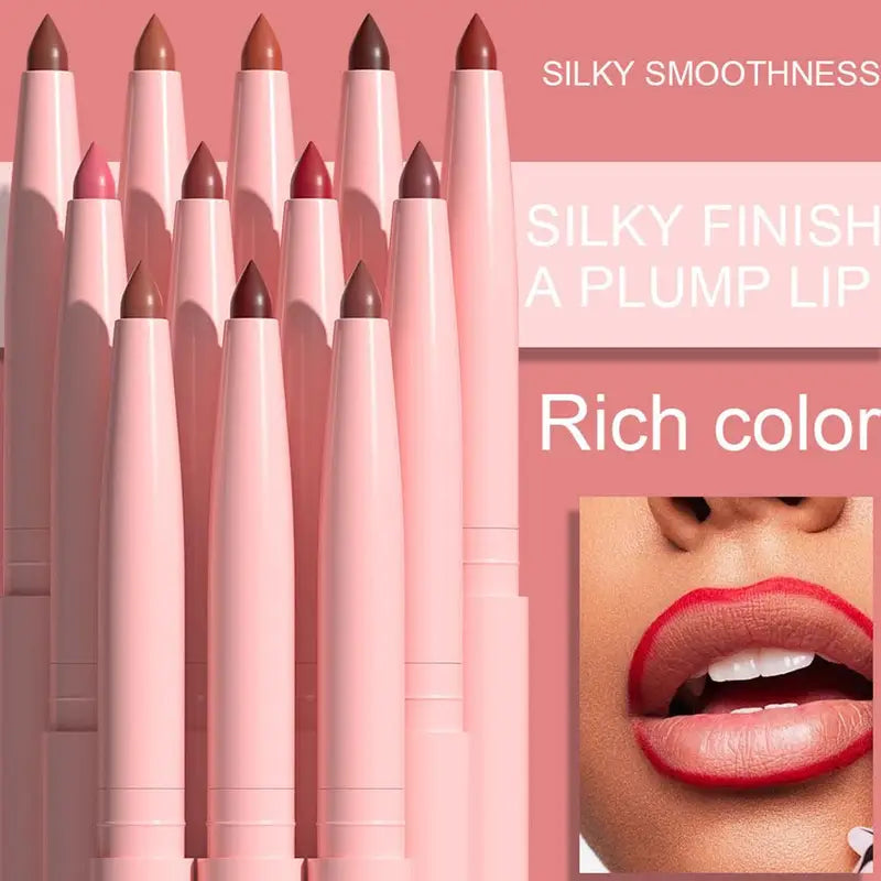 Velvet Matte Lip Liner Pencil Set - 6 Colors, Long-Lasting, Waterproof, Easy to Define Lips
