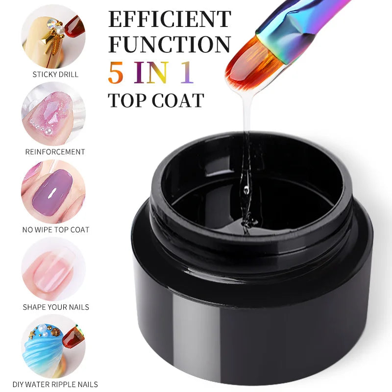5-in-1 Clear Water Ripple Gel Polish Top Coat for Nails - Long Lasting