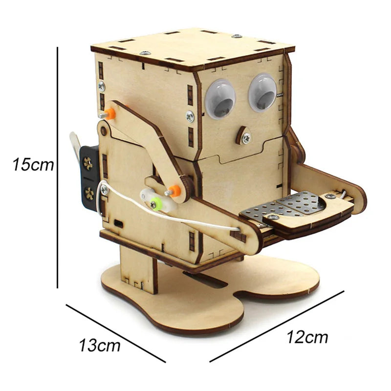 Wooden Robot Coin Eater DIY Kit STEM Educational Toy for Learning & Teaching