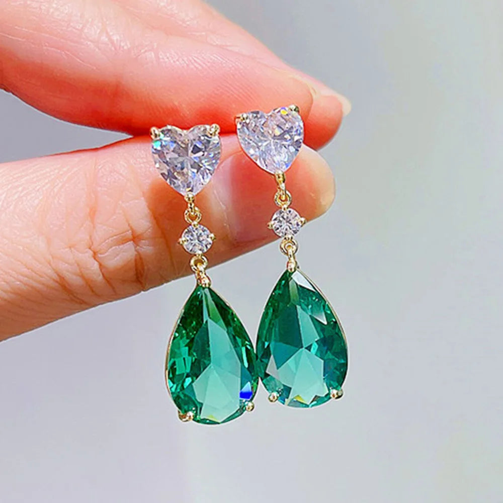 Aesthetic Cubic Zirconia Dangle Earrings for Women Silver & Gold Tone Jewelry