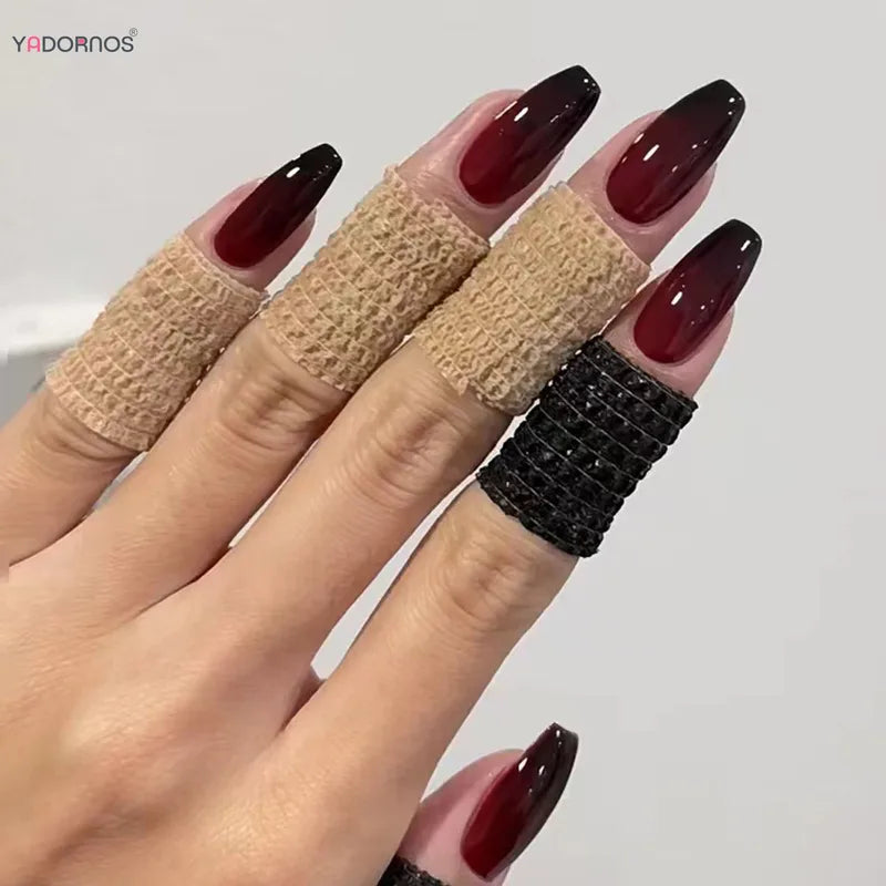Gradient Press-On Nails Medium Length Coffin Fake Nails with Sticky Tabs - 24 Pieces