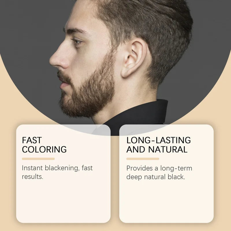 Men's Beard & Eyebrow Dye Kit Natural Black Long Lasting No Fade Moisturizing Formula