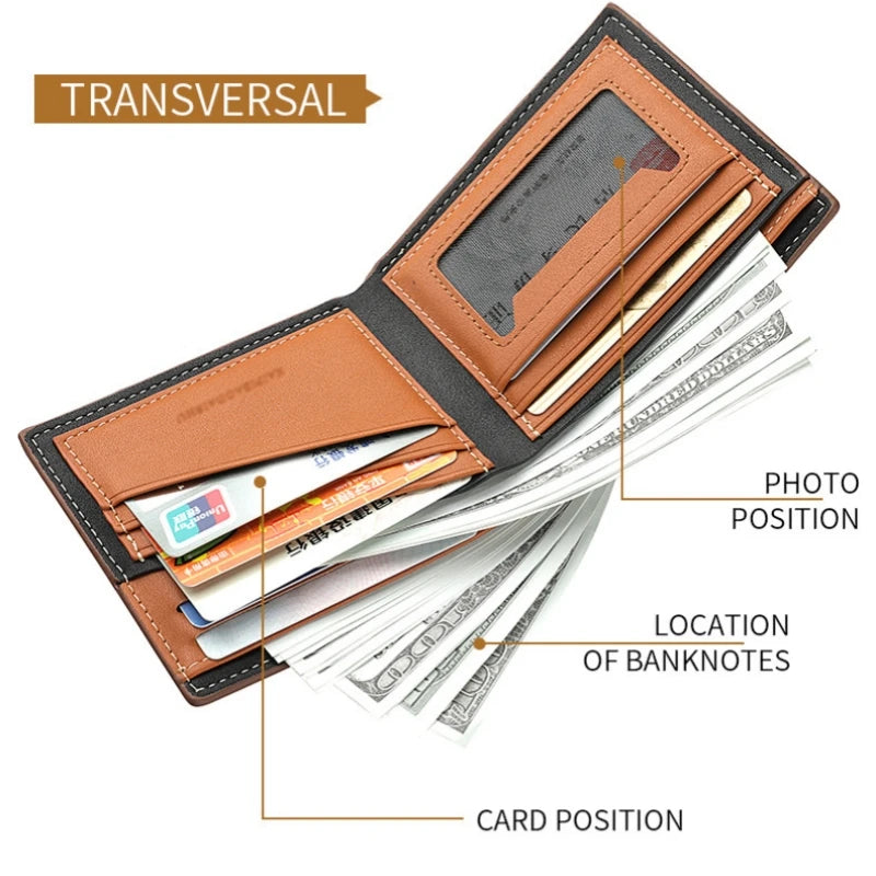 Men's Stripe Wallet with Multi-Function Card Holder & Money Clip - Leather Coin Purse