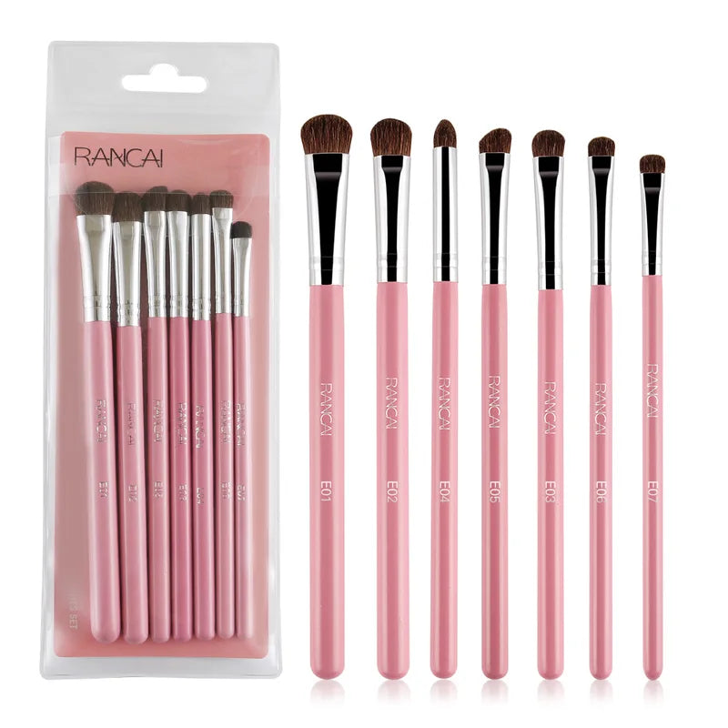 7-Piece Eye Makeup Brush Set with Soft Bristles for Eyeliner, Eyebrow, Contour — Portable Makeup Kit