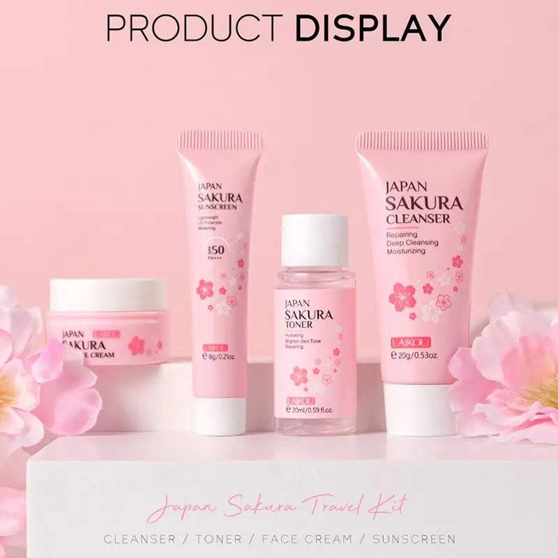 Skincare Gift Set with Cleanser, Serum, Eye Cream & Essence for Women - Travel & Routine Kit