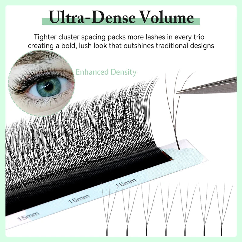 Premade 3D W Lash Extensions - Volume False Eyelash Fans for Natural Full Look