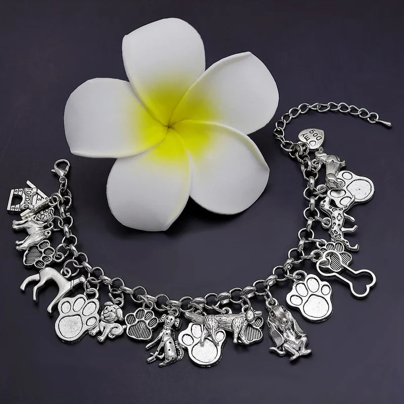 Vintage Chain Bracelet with Charms Beads Link Crystal Bangle for Women Men Jewelry Gift