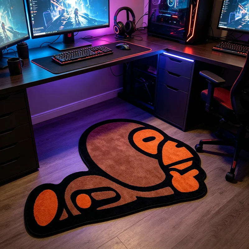 Creative Cartoon Monkey Rug - Unique Soft Carpet for Gaming Rooms & Bedroom Decor