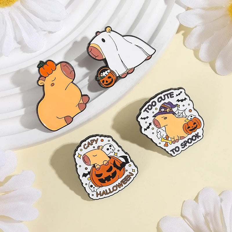 Halloween Pumpkin Animal Brooch Pins Enamel Jewelry Accessory
