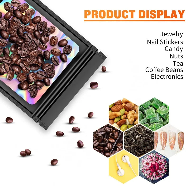 100pcs Holographic Mylar Bags with Ziplock Seal - Candy, Jewelry, Cosmetic Storage