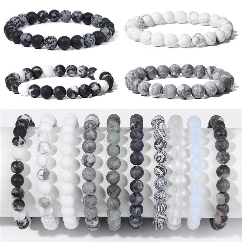 Natural Stone Beaded Bracelet for Men & Women - Handmade Yoga Energy Jewelry