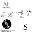 Sterling Silver 925 Cubic Zircon Marquise Stud Earrings for Women - Multiple Colors