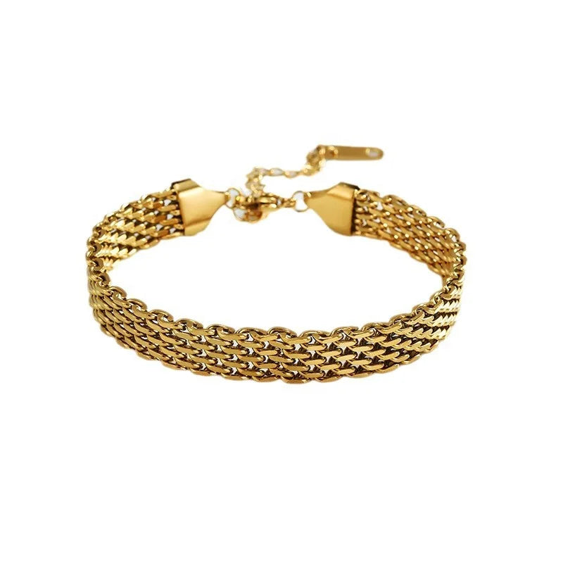 Stainless Steel Snake Chain Bracelet for Women Girls - Light Luxury Non-Fading Wrist Jewelry