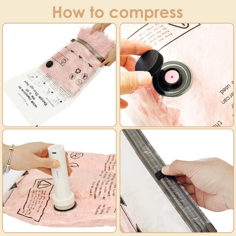 8Pcs Vacuum Storage Bags with USB Electric Pump - Rapid Compression & Leakproof Lock