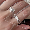 Vintage Sterling Silver Topaz Ring for Women - Gift Jewelry with Lace Hollow Design