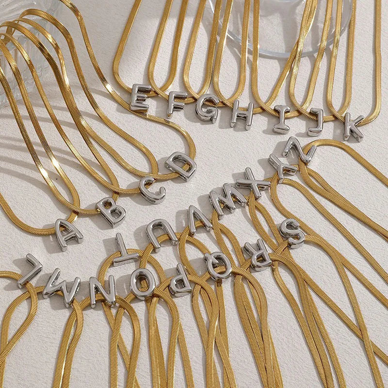 Simple Stainless Steel Letter Necklace for Women - Luxury Waterproof DIY Jewelry