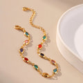 Colorful Rhinestone Beaded Bracelet for Women - Gold Plated Party Jewelry